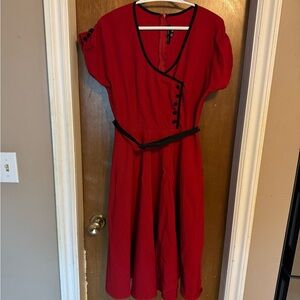 Stop Staring! Retro 1950’s Red Button-Detail Dress